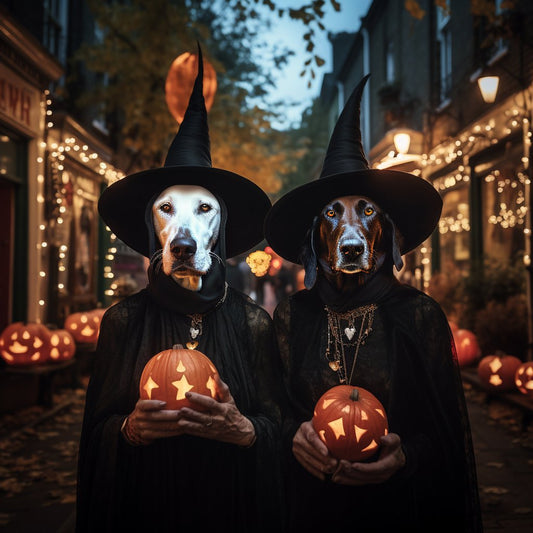 Pawfectly Wild Duo: 's Halloween Pumpkin Priestess & Spooky Pet Portrait