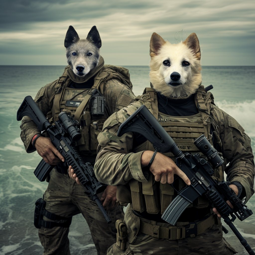 Pawsitively United:  Duo Portrait with Cat Paw and Dog Paw Harmony