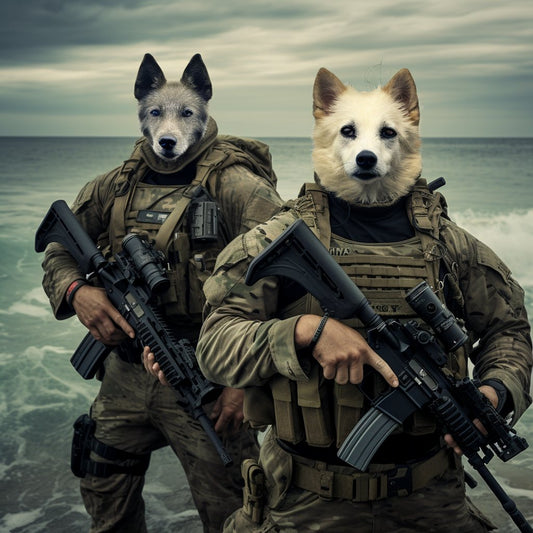 Pawsitively United:  Duo Portrait with Cat Paw and Dog Paw Harmony