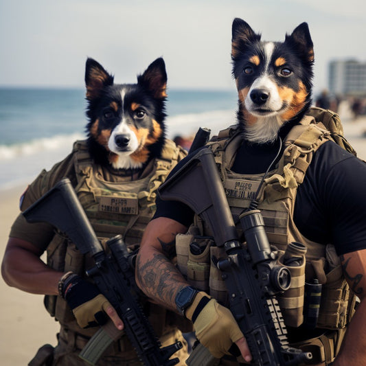 Strategic Harmony: Dogs Playing Pool Poster with  Duo