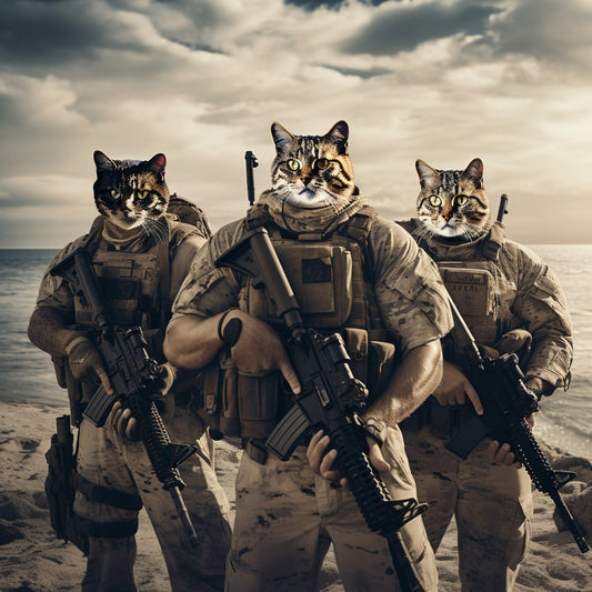 Regal Unity:  Naval Trio in Custom Pet Portraits