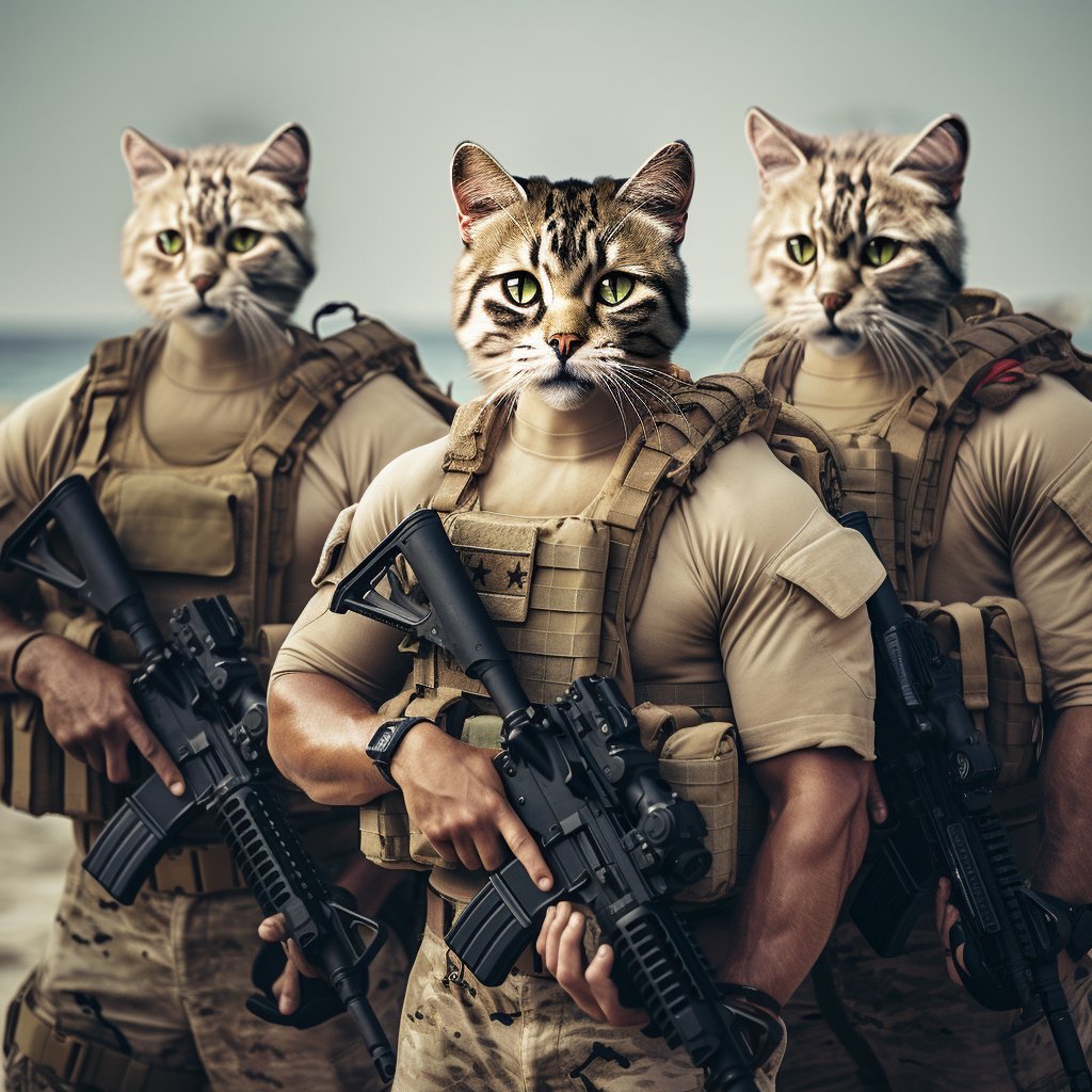 Whisker Wonderland: Abstract Cat Portraits Unite  Naval Crew