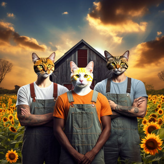 Harmony in Hues: Custom Pet Portraits Unite  Farm Trio