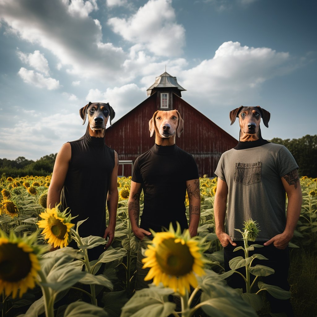 Petal Paws Galore:  Custom Sunflower Trio Portrait