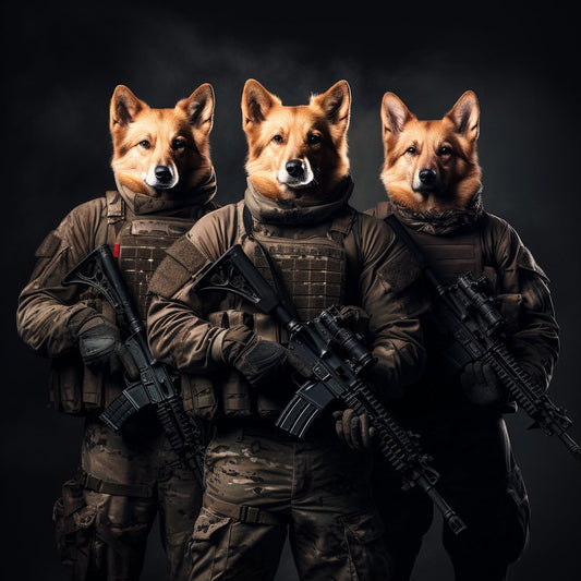 Canine Camaraderie:  Air Force Trio in Dog Pet Portrait Glory