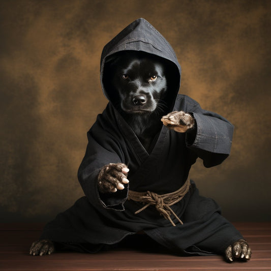 Animated Ninja Whispers: Realistic Dog Paw Print GIF