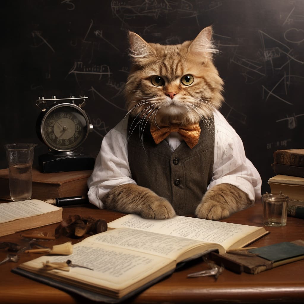 Whiskers of Wisdom: A Custom Portrait of Your Teacher's Pet