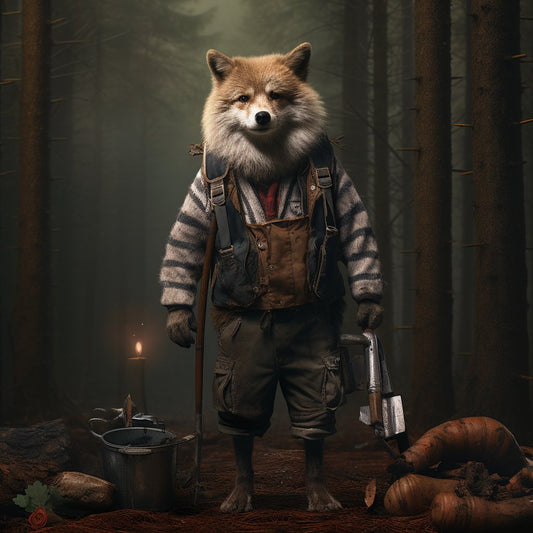 Brushstrokes of Wilderness: Lumberjack-Inspired Dog Portrait