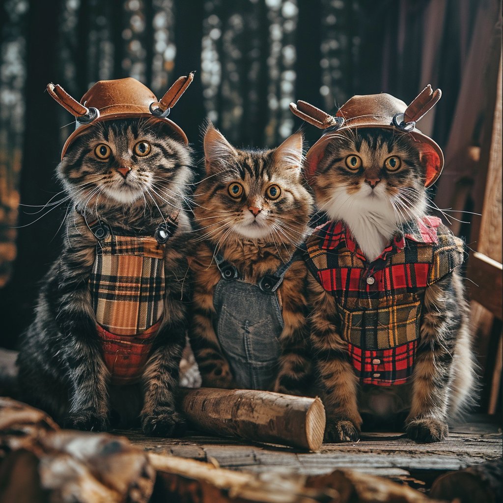 Customized Canvas Portrait of Three Adventurous Pets