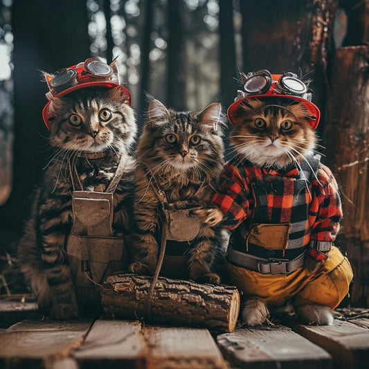 Whimsical Woodland Pals: Dog and Cat Portrait Harmony