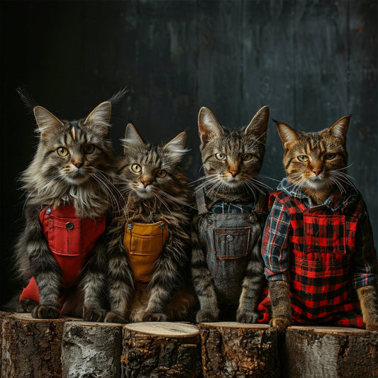 Bark Among the Trees: Canine Lumberjack Trio Masterpiece