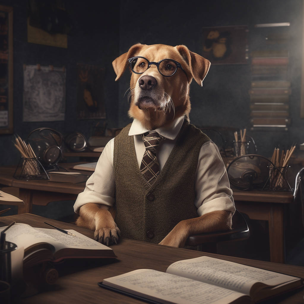 Academic Companionship: Portraits with Your Dog in a Scholarly Pose