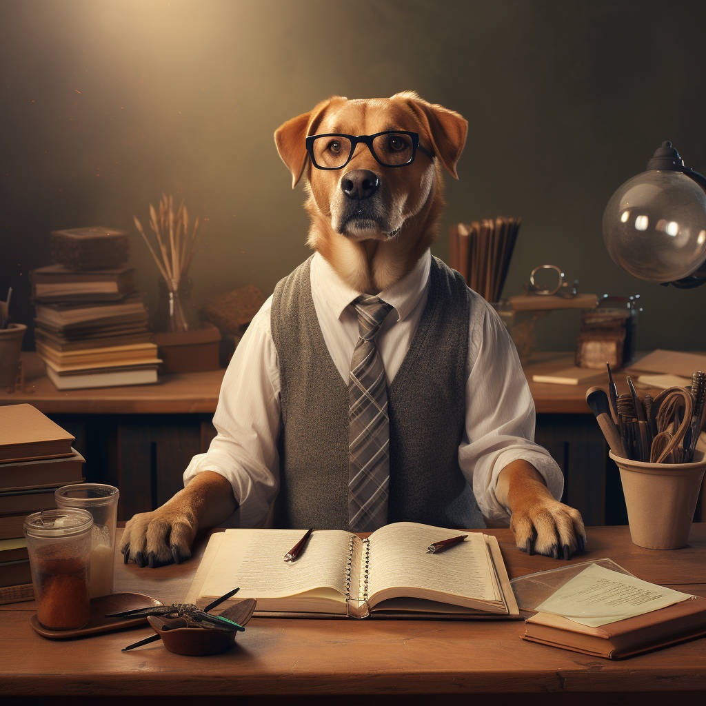 Academic Legacy: Paint My Dog's Portrait in a Scholarly Pose