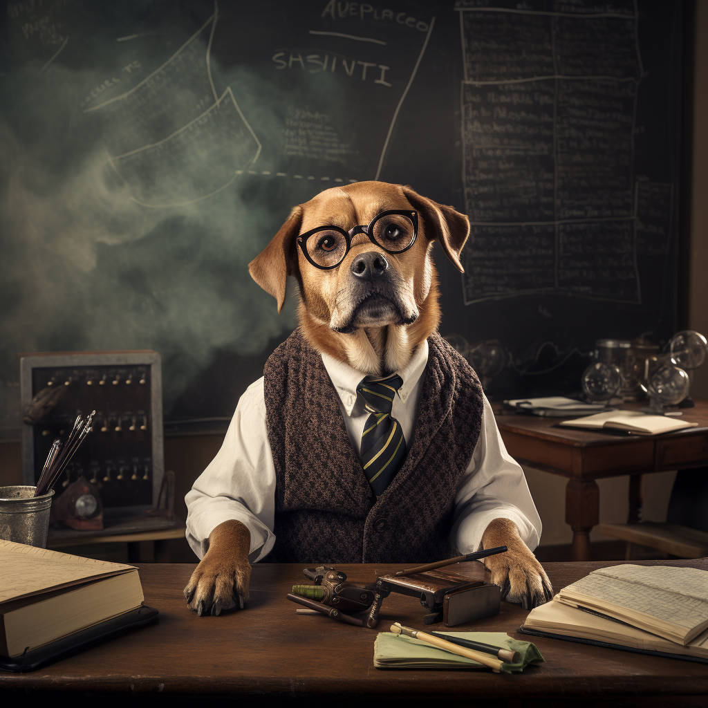 Enlightened Elegance: Personalized Dog Portrait Painting for Your Favorite Teacher