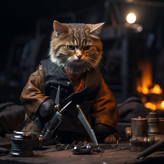 Cozy Iron Comfort: Personalized Cat Blanket in Forge Ambiance