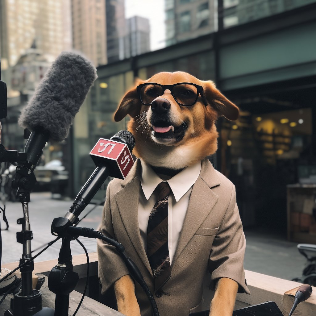 Inquisitive Paws at the Press: Journalist Pet Canvas Portrait