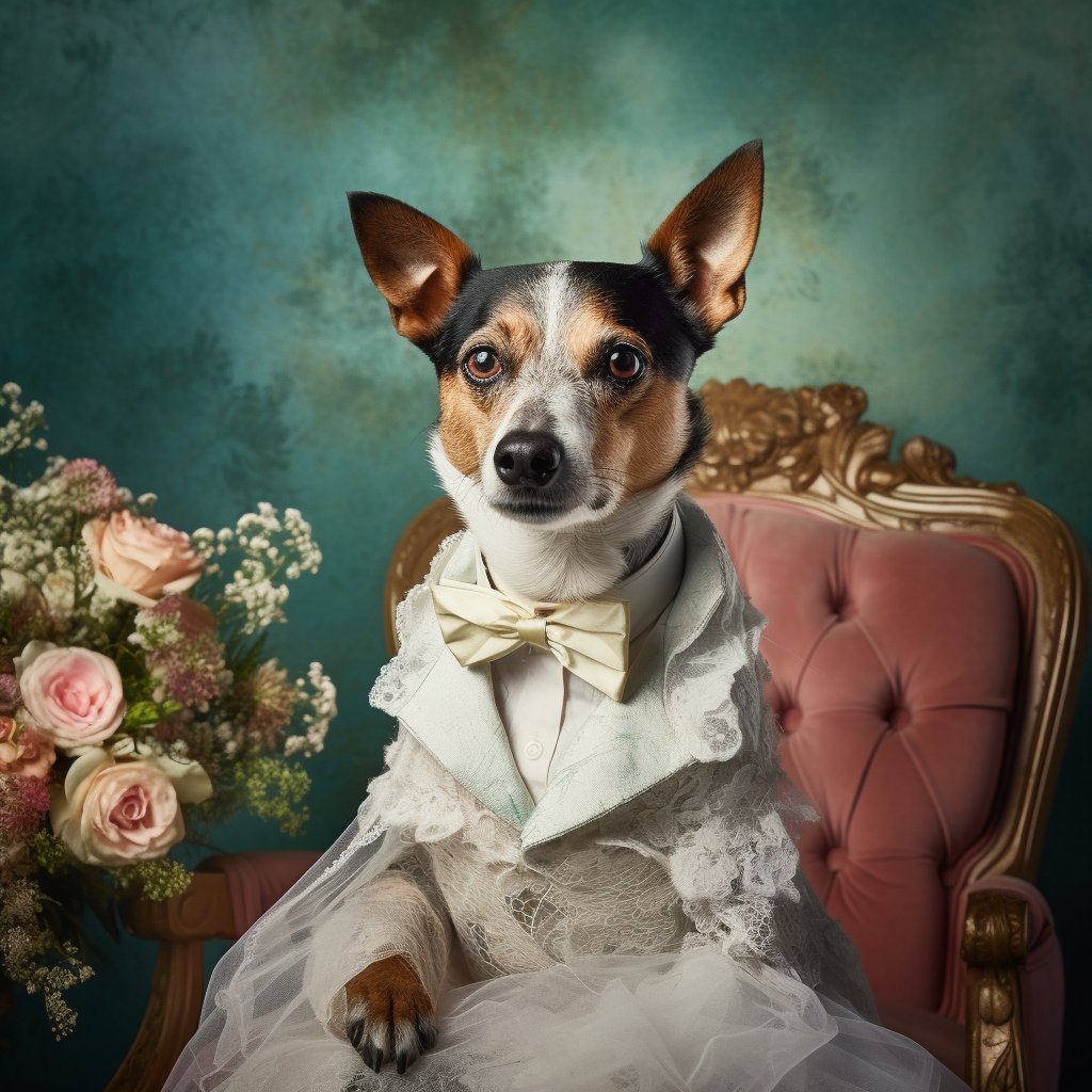 Chic Feline Elegance: Cool Cat in Bridal Canvas