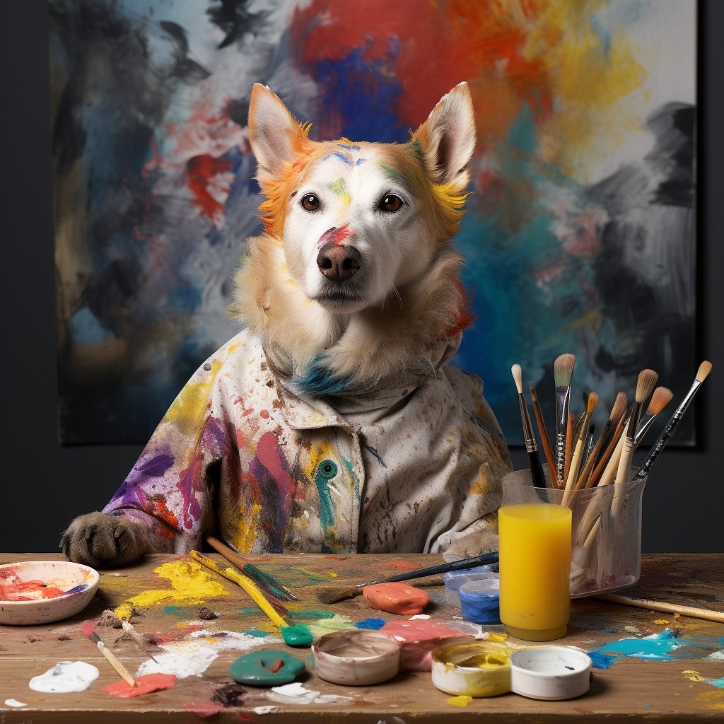 Painterly Paws: Birthday Elegance in Brushstrokes Canvas