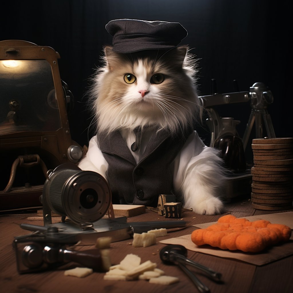 Feline Elegance Unveiled: Director's Cat Canvas