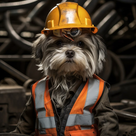 Steelworker's Pride: Dog Mom Christmas Ornament with Industrial Flair