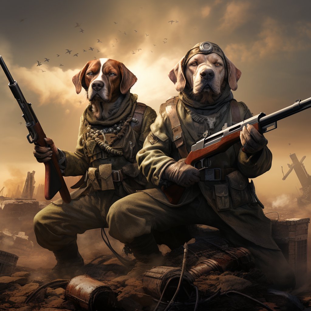 Dynamic Duo Delight: Twin Sharpshooters Canvas Portrait