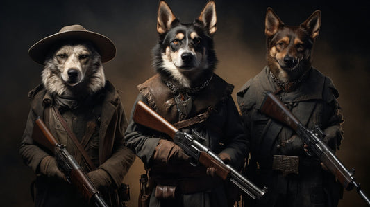 Adorable Trio Precision: Sharpshooter Puppy Canvas Portrait