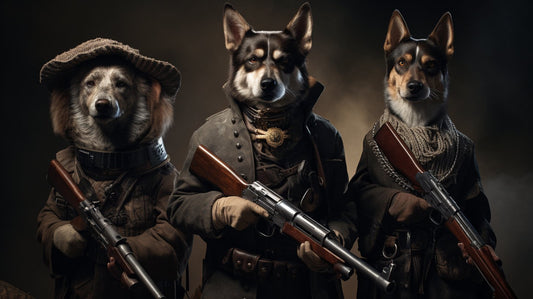 Whimsical Trio of Charm: Pet Sharpshooters Canvas