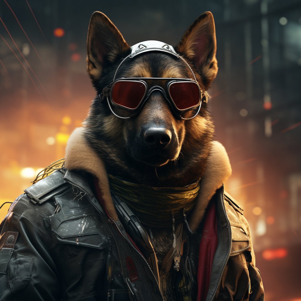 Pawprints in the Neon: Cyberpunk Dog Ornament Canvas