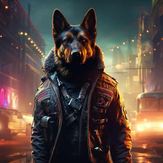 Digital Canine Marvel: 3D-Printed Cyberpunk Pet Portrait