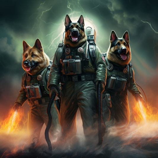 Ghostbuster Glamour: Custom Pet Canvas for Your Girlfriend's Furry Companion