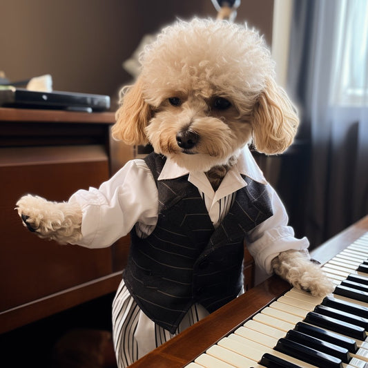 Melodious Pet Love: Pianist Portrait for Mom's Special Day