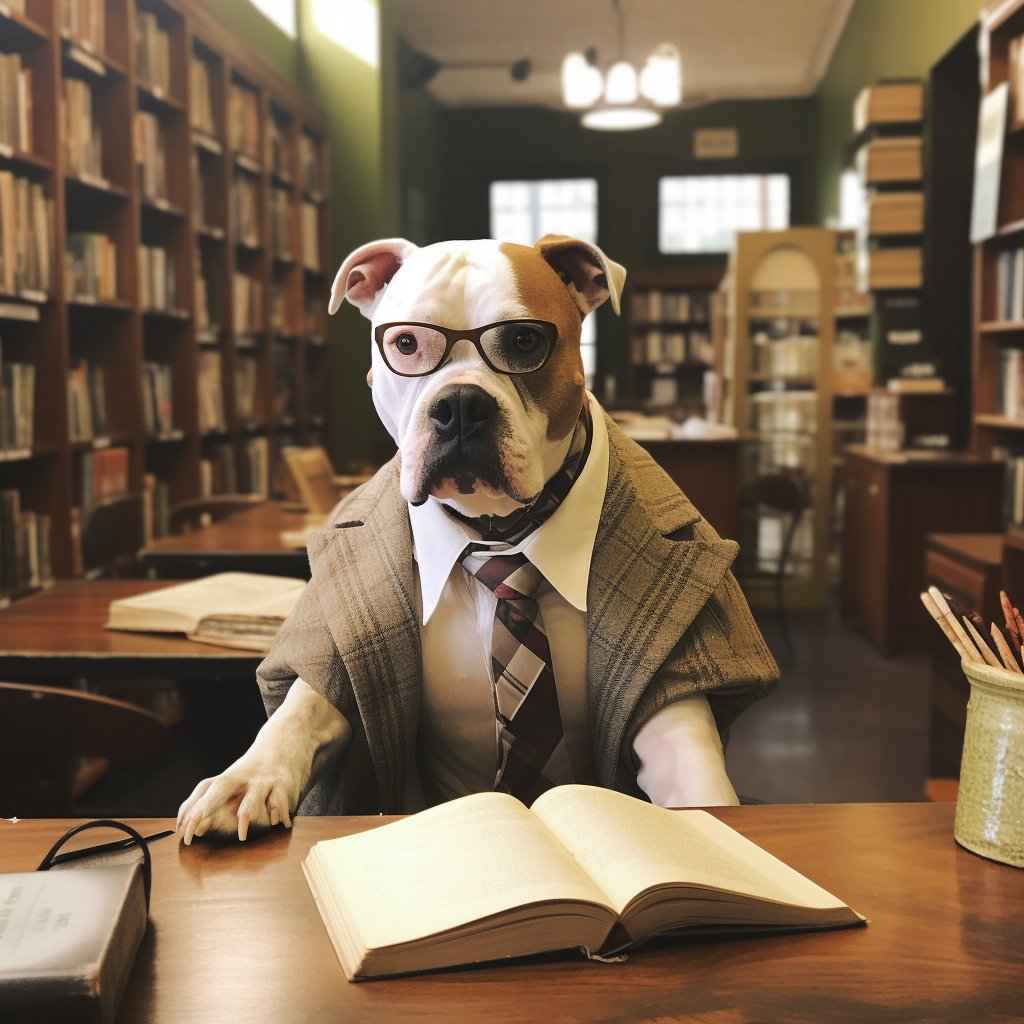 Literary Charm: Librarian-Inspired Pet Portrait for Her 21st Birthday