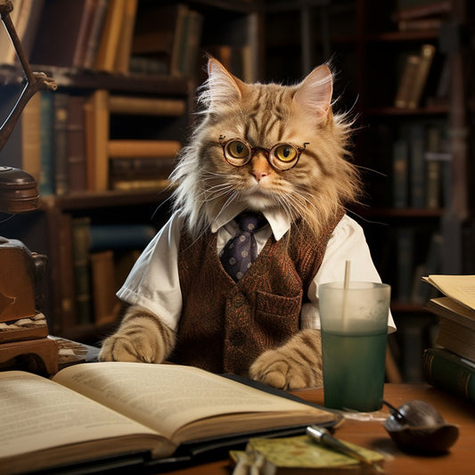Instant Elegance: Librarian-Themed Pet Portraits for Same Day Gifting