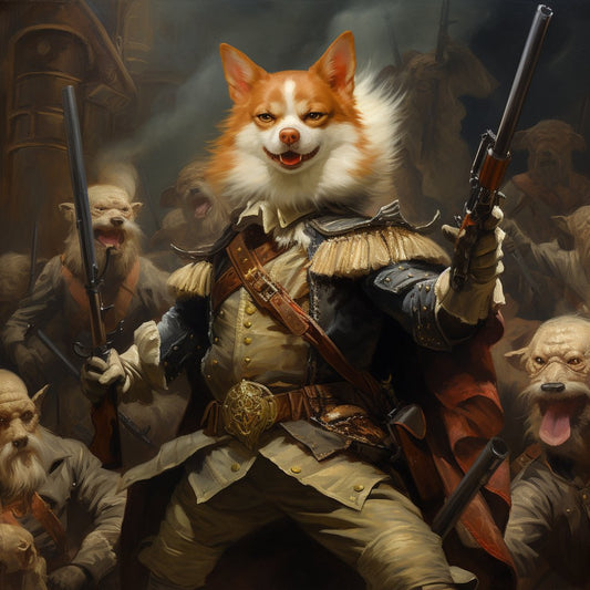 Fearless Lancer: Custom Dog Canvas Portrait of Courage