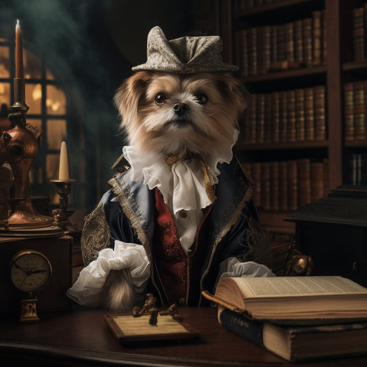 Noble Companion: Custom Pet Canvas Portrait in the Spirit of Lord of the Manor