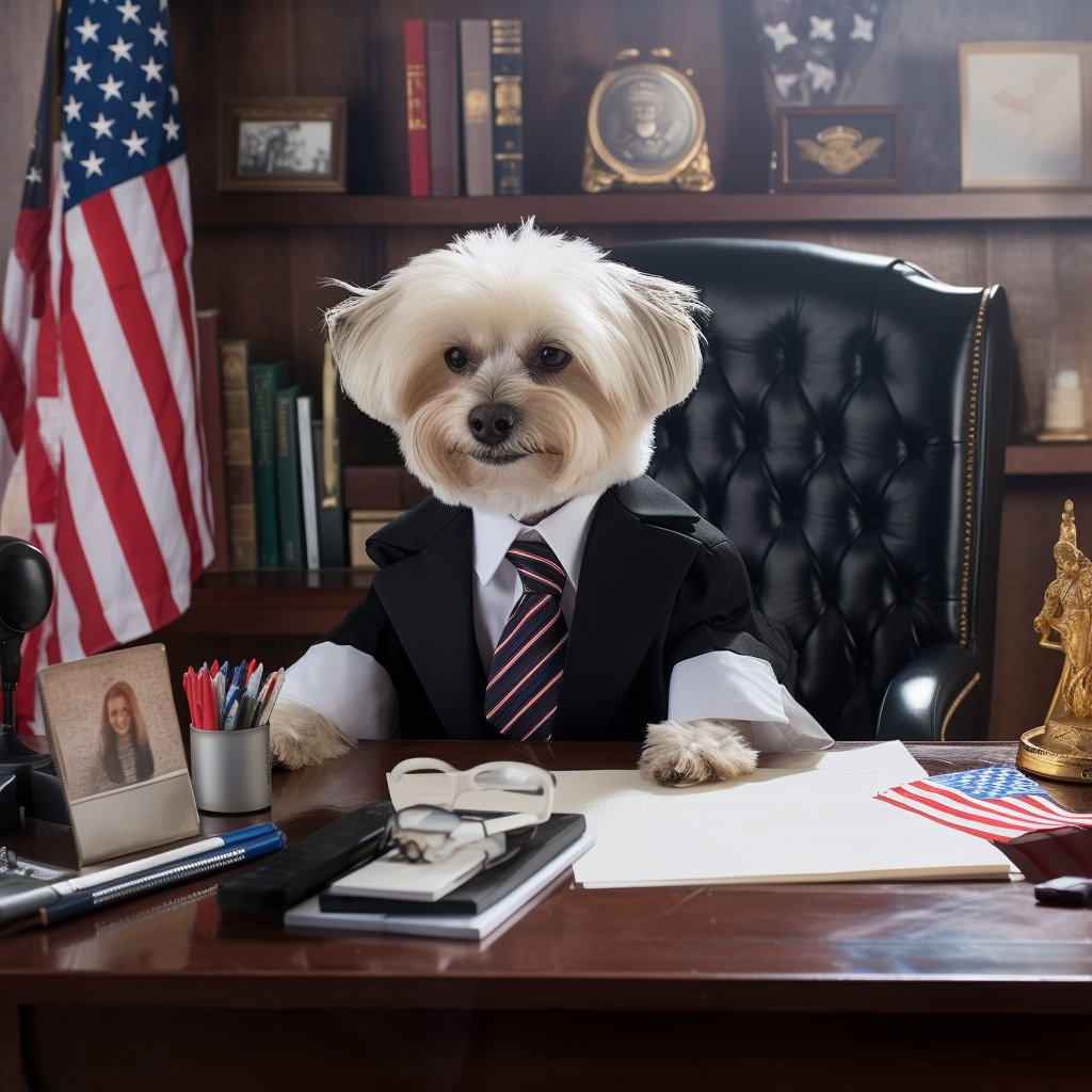 Presidential Pride: French Bulldog Canvas Art Exuding Wise Spirit