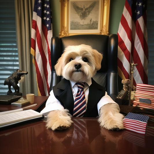 Presidential Paws: Schnauzer Print Pet Canvas Portrait Reflecting Democratic Ideals