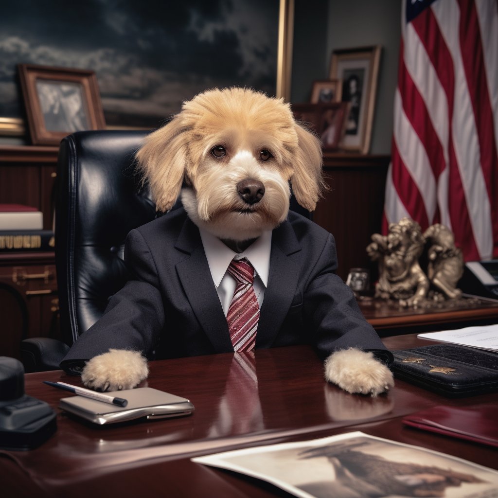 Regal Presence: Great Dane Cow Print Presidential Pet Canvas Portrait