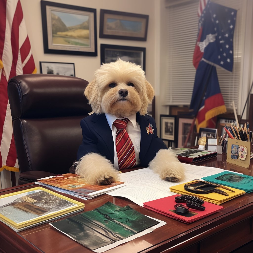 Democracy in Style: Customized Bandanas for Dogs Presidential Pet Canvas Portrait