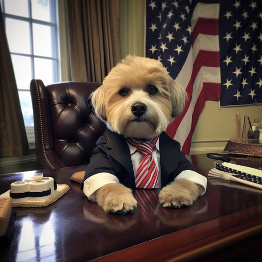 Presidential Recreation: Arthur Sarnoff Dogs Playing Pool Pet Canvas Portrait